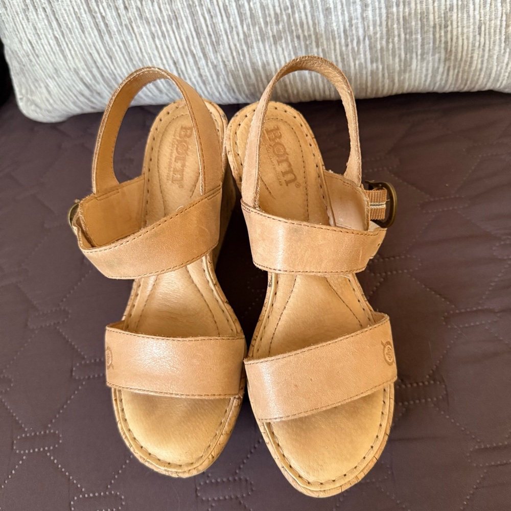 Born Light Brown Leather Women's Sandals